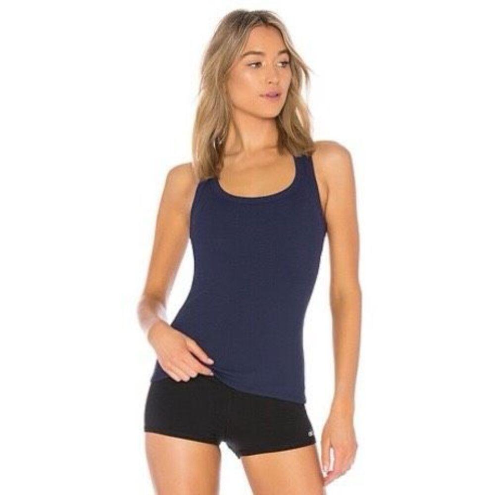 ALO YOGA Support Ribbed Racerback Tank In Rich Navy